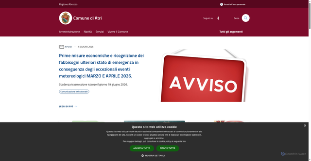 Security scan screenshot of https://www.comune.atri.te.it