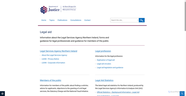 Security scan screenshot of https://www.justice-ni.gov.uk/topics/legal-aid