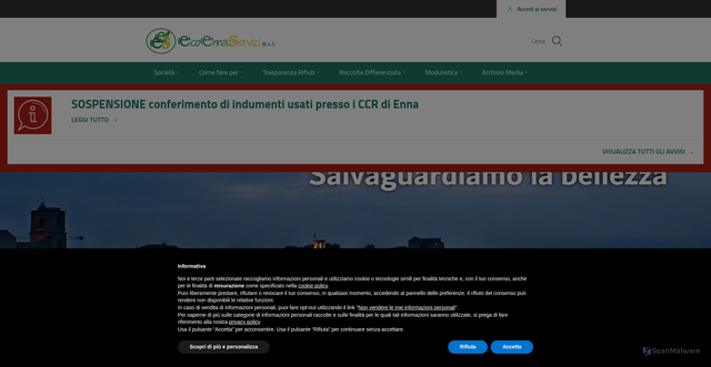 Security scan screenshot of https://www.ecoennaservizi.it/