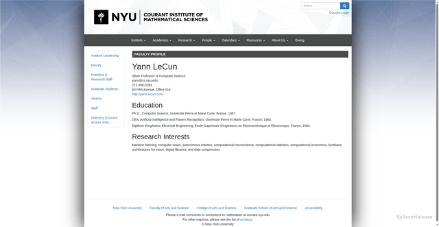 Security scan screenshot of https://cims.nyu.edu/people/profiles/LECUN_Yann.html