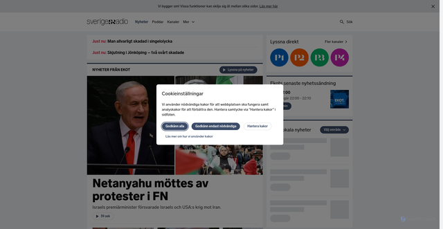 Security scan screenshot of https://sverigesradio.se
