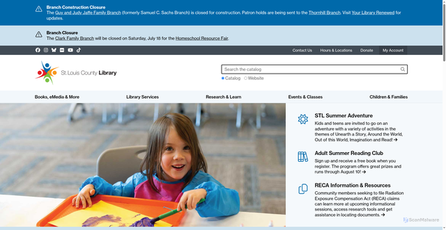 Security scan screenshot of https://www.slcl.org