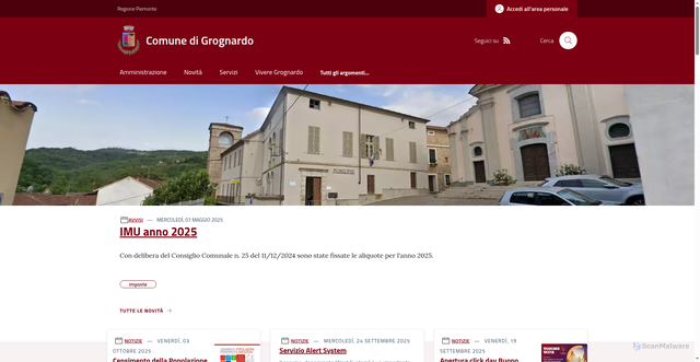 Security scan screenshot of https://www.comune.grognardo.al.it/