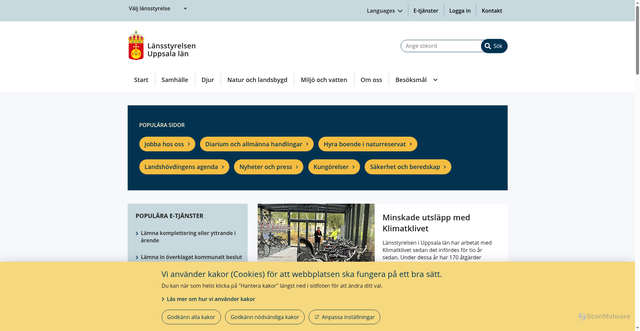 Security scan screenshot of https://www.lansstyrelsen.se/uppsala