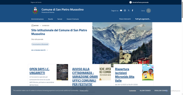 Security scan screenshot of https://www.comune.sanpietromussolino.vi.it/home