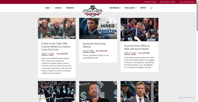 Security scan screenshot of https://nhlcoaches.com/tag/dave-hakstol/