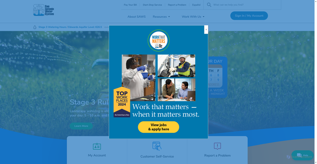 Security scan screenshot of https://www.saws.org/