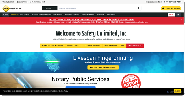 Security scan screenshot of https://www.safetyunlimited.com