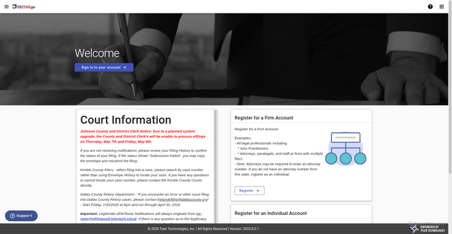 Security scan screenshot of https://efile.txcourts.gov