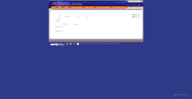 Security scan screenshot of https://www.psal.org/games/game-detail.aspx