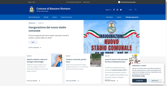 Security scan screenshot of https://www.comune.bassanoromano.vt.it/