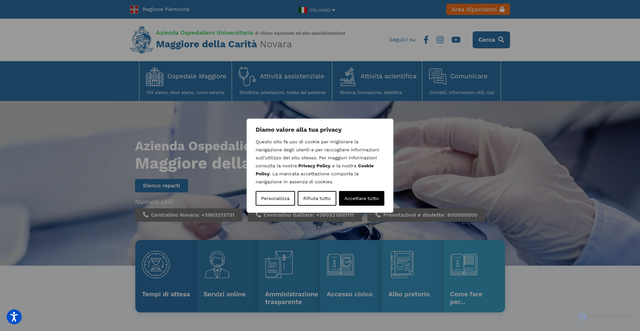 Security scan screenshot of https://www.maggioreosp.novara.it/