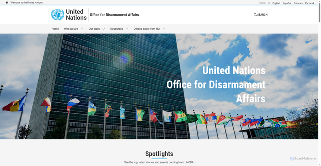Security scan screenshot of http://disarmament.unoda.org/en