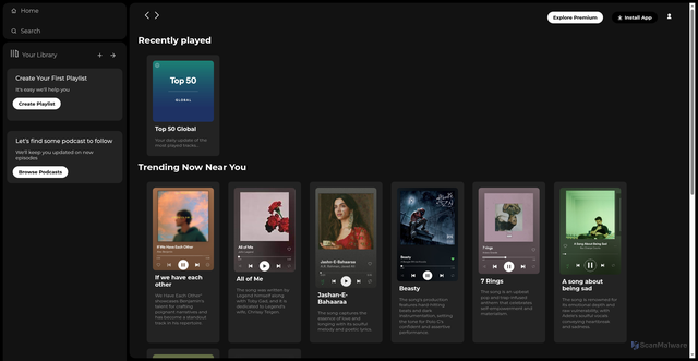 Security scan screenshot of https://spotifycloneayu.netlify.app/