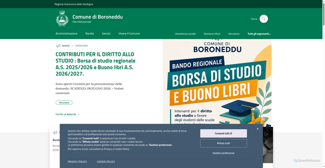 Security scan screenshot of https://www.comune.boroneddu.or.it
