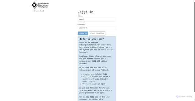 Security scan screenshot of https://portal.srintelligence.se