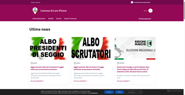 Security scan screenshot of https://www.comune.loropiceno.mc.it/