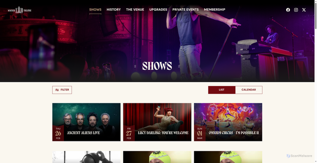 Security scan screenshot of https://www.warnertheatredc.com/shows