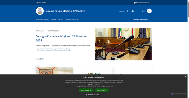 Security scan screenshot of https://www.comune.sanmartinodivenezze.ro.it/it