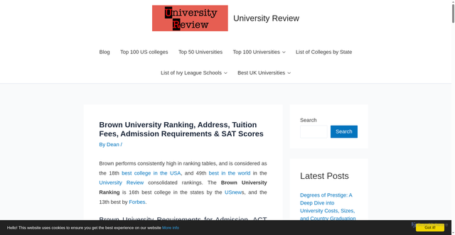 Security scan screenshot of https://www.universityreview.org/brown-university/