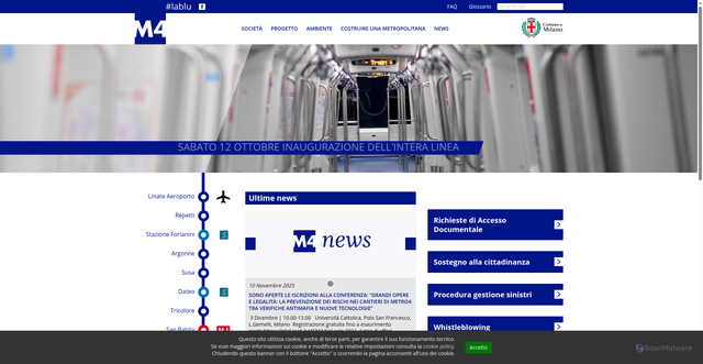 Security scan screenshot of https://www.metro4milano.it/