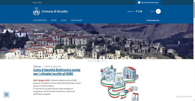 Security scan screenshot of https://www.comune.accadia.fg.it