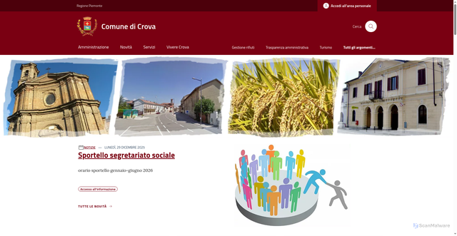 Security scan screenshot of https://www.comune.crova.vc.it/