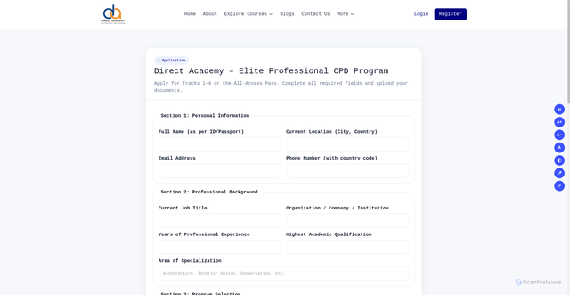 Security scan screenshot of https://directacademy.createonlineacademy.com/apply-for-cpd