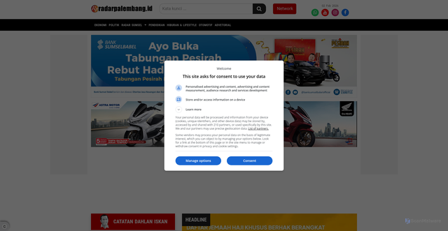 Security scan screenshot of https://radarpalembang.disway.id