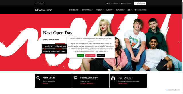 Security scan screenshot of https://www.walsallcollege.ac.uk/