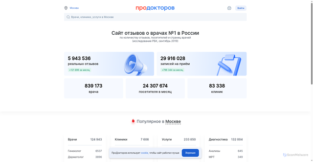 Security scan screenshot of https://prodoctorov.ru