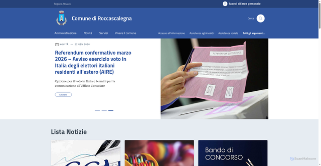Security scan screenshot of https://www.comuneroccascalegna.it