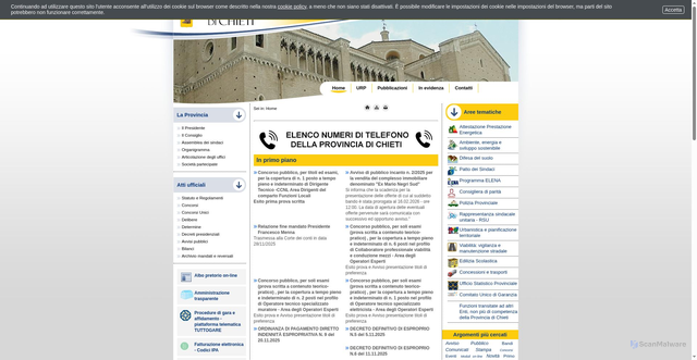 Security scan screenshot of https://www.provincia.chieti.it/flex/cm/pages/ServeBLOB.php/L/IT/IDPagina/1