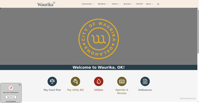 Security scan screenshot of https://waurika.gov/