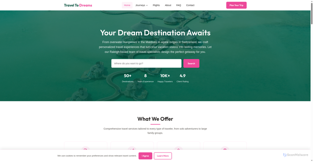 Security scan screenshot of http://traveltodreams.pages.dev/
