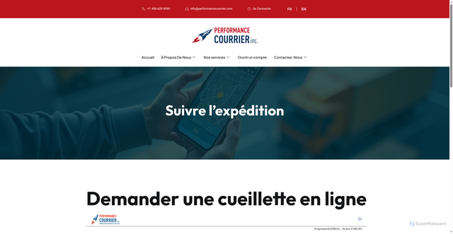 Security scan screenshot of https://performancecourrier.com/fr_ca/suivre-lexpedition/