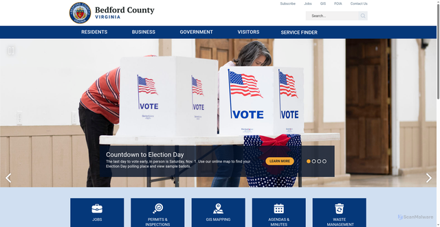 Security scan screenshot of https://www.bedfordcountyva.gov/