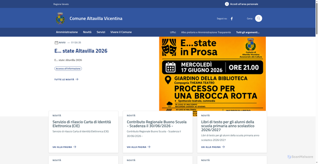 Security scan screenshot of https://www.comune.altavillavicentina.vi.it