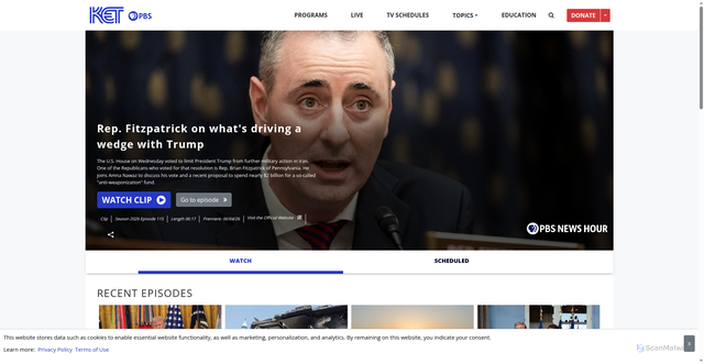 Security scan screenshot of https://ket.org/program/pbs-newshour/rep-fitzpatrick-on-whats-driving-a-wedge-with-trump