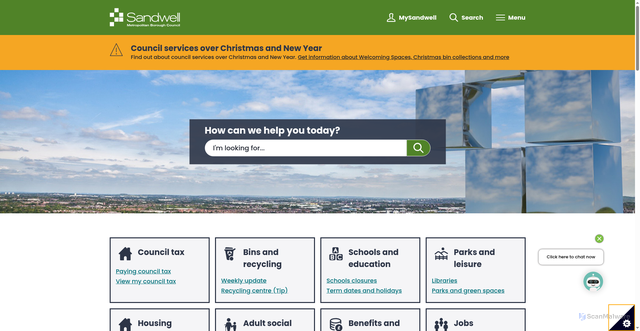 Security scan screenshot of https://www.sandwell.gov.uk/