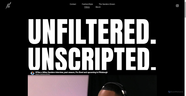 Security scan screenshot of https://www.iammilessanders.com/videos