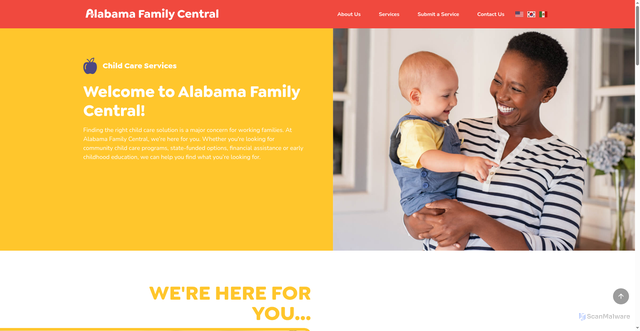 Security scan screenshot of https://alabamafamilycentral.org/services/child-care-services/