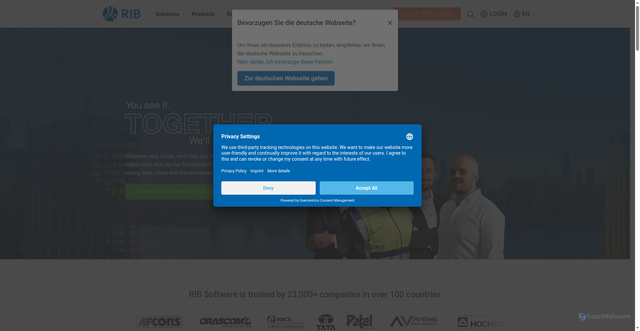 Security scan screenshot of https://www.rib-software.com
