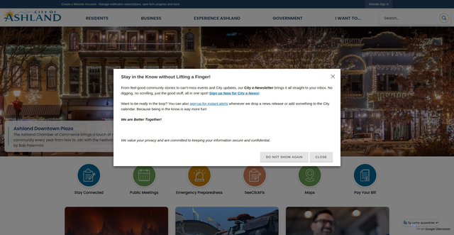 Security scan screenshot of https://ashlandoregon.gov/