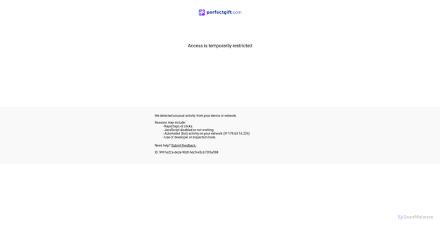 Security scan screenshot of https://perfectgift.com