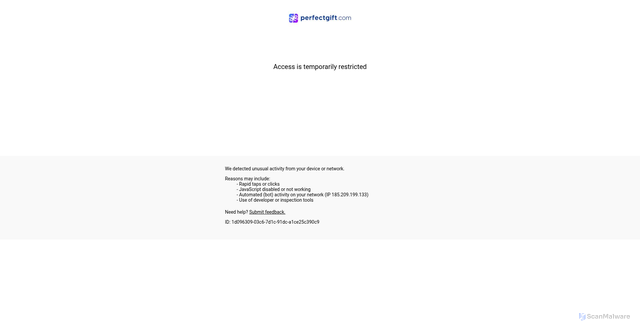 Security scan screenshot of https://perfectgift.com