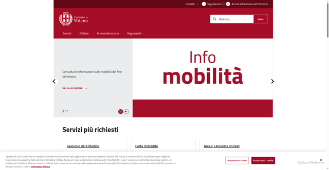 Security scan screenshot of https://www.comune.milano.it
