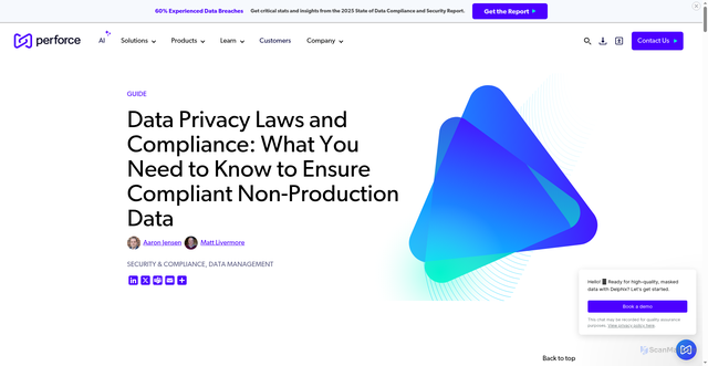 Security scan screenshot of https://www.perforce.com/resources/pdx/data-privacy-regulations