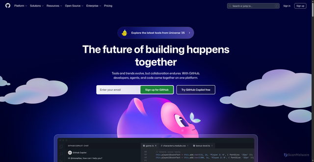 Security scan screenshot of https://github.com/