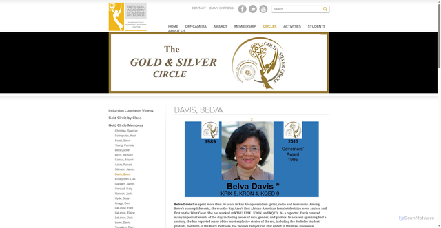 Security scan screenshot of https://emmysf.tv/circles/gold-circle-members/davis-belva-2/